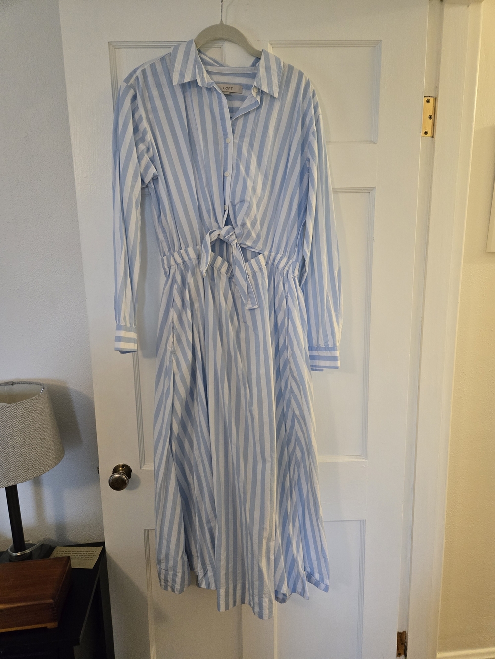LOFT Blue & White Striped Shirt Dress